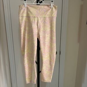 Fabletics Pastel Marble High-Rise Leggings in Pink and Yellow